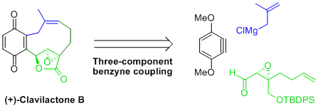 Cover image for Highly convergent three component benzyne coupling: The total synthesis of ent-clavilactone B